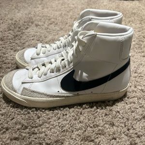 Girls Nike Mid Blazers - White with black Nike swoosh.  Girls size 7.  Like new